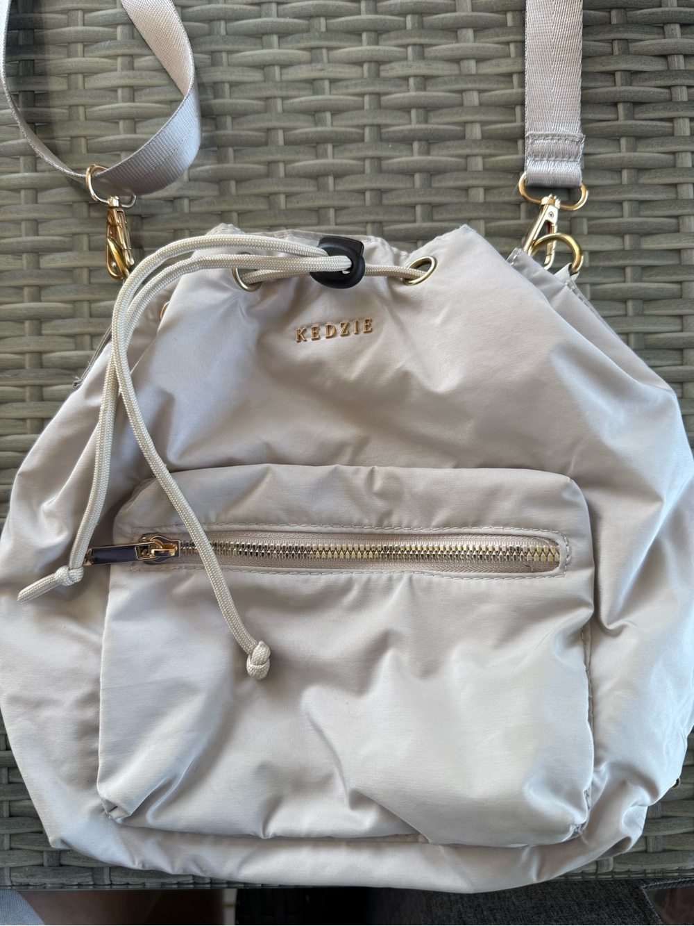 Kedzie Cream Drawstring Crossbody Bag